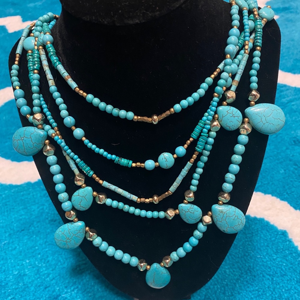 Turquoise multi strand necklace